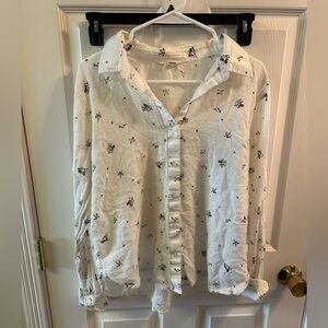 White Button-Up Shirt with Cupid design